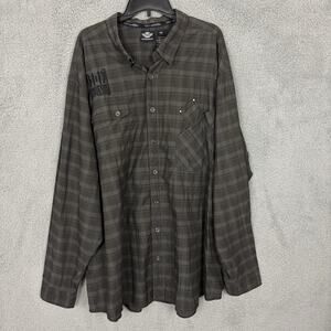 Harley Davidson Button Shirt Men’s Multicolor Plaid Long Sleeve Size 5XL